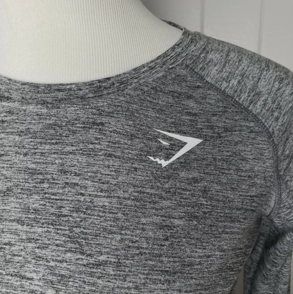 Gymshark Heather Gray Toggle Drawstring Waist Cropped Long Sleeve Athletic Top S - Picture 4 of 11